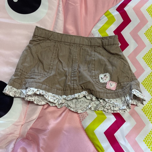 Carter's Other - Carter's Brown Striped Skirt with Floral Trim